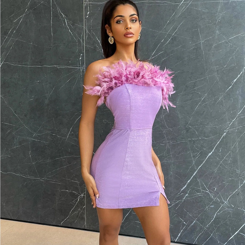 Feathered Fashion Nova Mini Dress